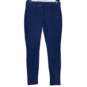 Theory Estela New Recovery Skinny Pants Zipper Pockets Navy Blue SZ 4